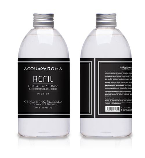 Difusor Varetas Premium Refil 500ml Cedro e Noz Moscada