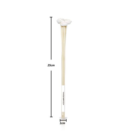 Varetas Difusoras Dia a Dia 25cm Rattan Flor Cerâmica c/ 8 Natural