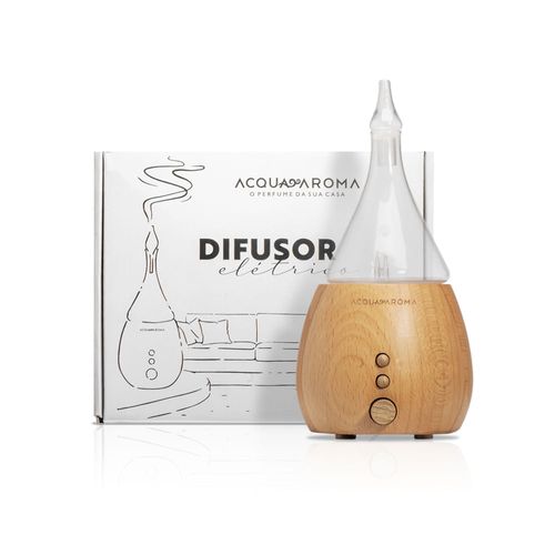 Difusor Elétrico Aromaterapia Gota de Vidro Madeira